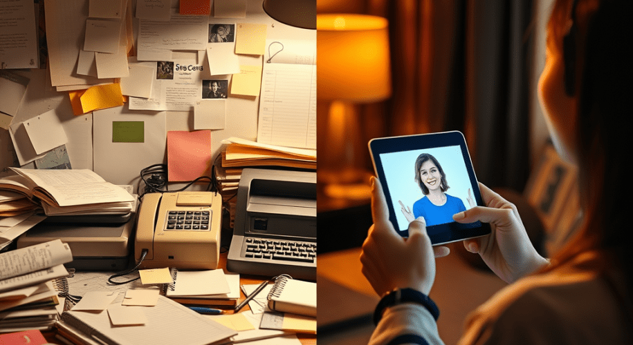 Old tech and new tech side by side 50/50